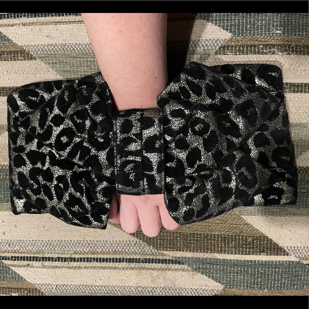 Betsey Johnson Fabric Leopard Bow Clutch